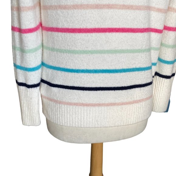 GAP Fuzzy Turtleneck Multi-Colored Stripes Ski Bum Coastal Knit Sweater-M - Picture 5 of 13